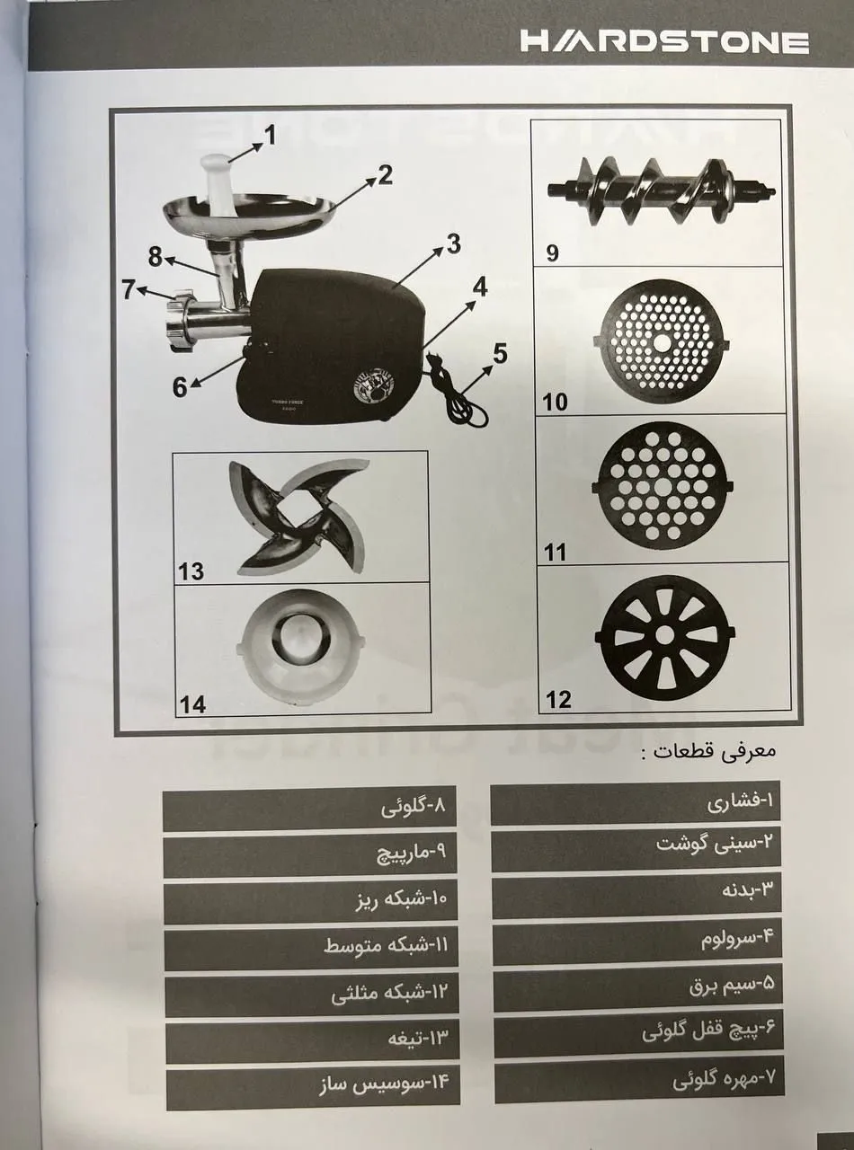 چرخ گوشت هاردستون مدل MGP-3000B