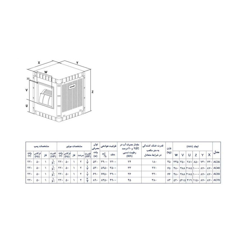 کولر آبی 7000 آبسال مدل AC70