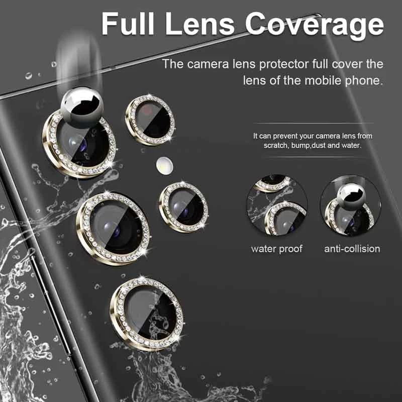 محافظ لنز دوربین مسیر مدل رینگی نگین دار مناسب برای گوشی موبایل سامسونگ Galaxy S23 Ultra