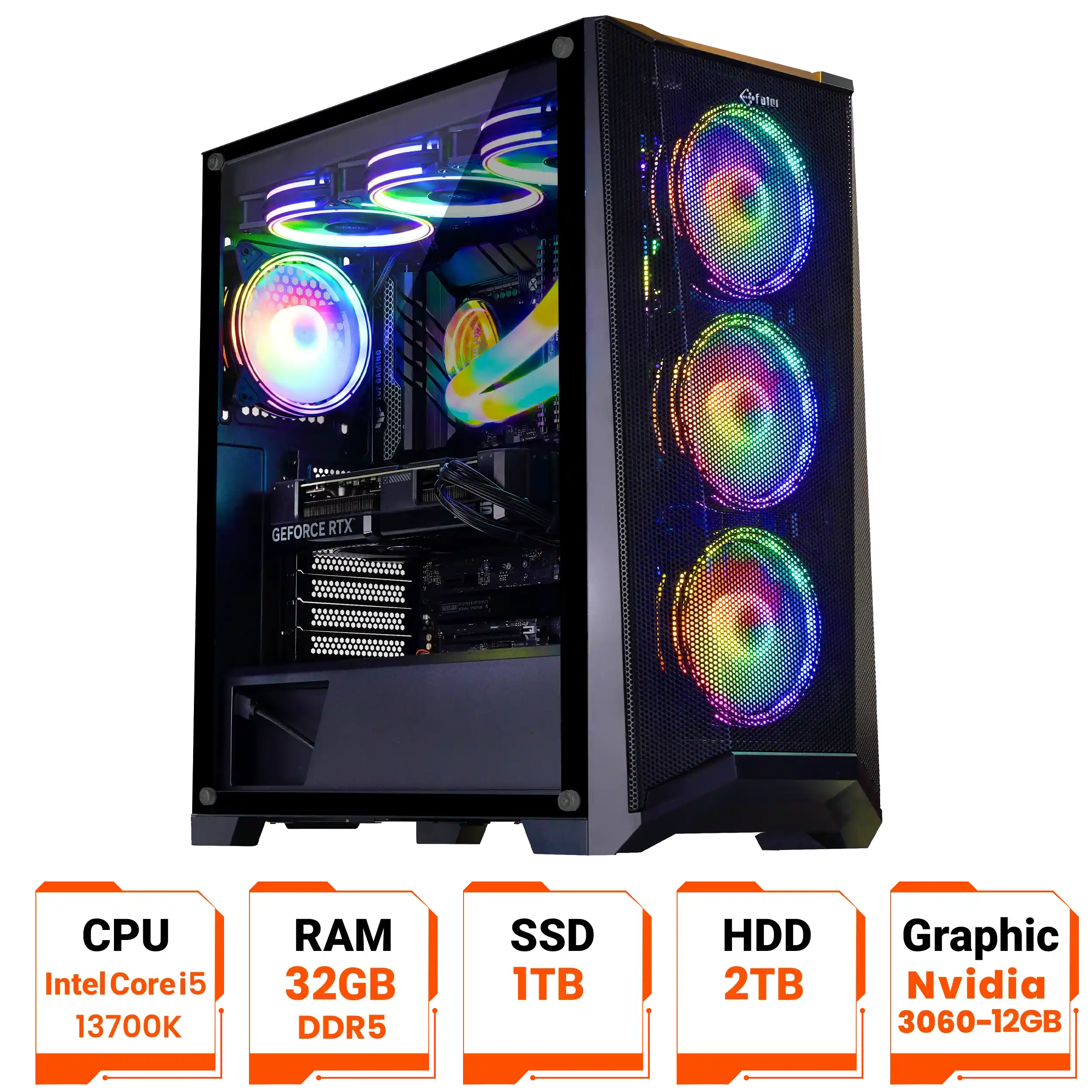 کیس اسمبل شده معماری فاطر مدل FSE-Architecture2 - i5 13700K 32 GB 1TB SSD RTX 3060